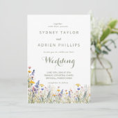 Invitation de mariage informelle Simple Wildflower (Debout devant)