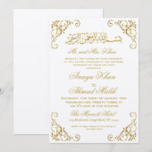 Invitation de mariage islamique doré (Devant / Derrière)