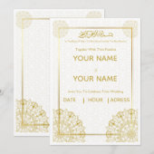 Invitation de mariage islamique dorée Bismillah ar (Devant / Derrière)