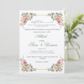 Invitation de mariage islamique florale (Debout devant)