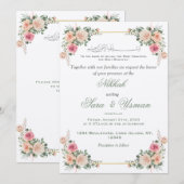 Invitation de mariage islamique florale (Devant / Derrière)