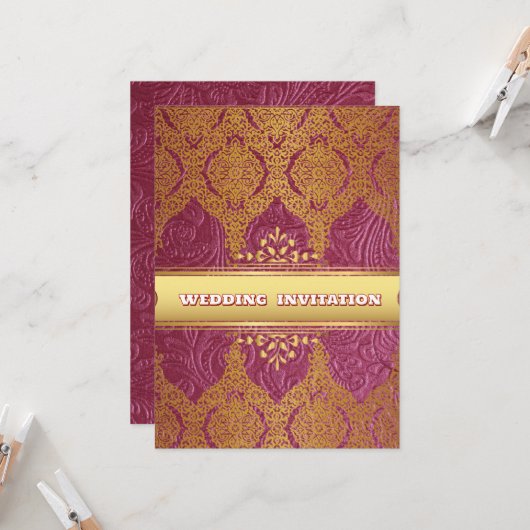 Invitation de mariage islamique florale à texture  (Devant/Arrière en situation)