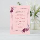Invitation de mariage islamique florale rose (Debout devant)