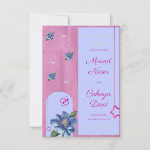 Invitation de mariage islamique florale rose et bl