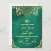 Invitation de mariage islamique, mariage vert émer (Devant)
