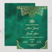 Invitation de mariage islamique, mariage vert émer (Devant / Derrière)