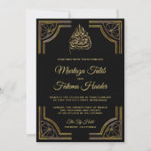 Invitation de mariage islamique musulman Or Noir (Devant)