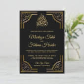 Invitation de mariage islamique musulman Or Noir (Debout devant)