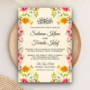 Invitation de mariage islamique musulmane florale