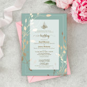 Invitation de mariage islamique | Vert sauge et or