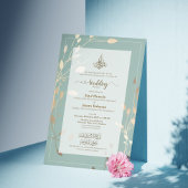 Invitation de mariage islamique | Vert sauge et or