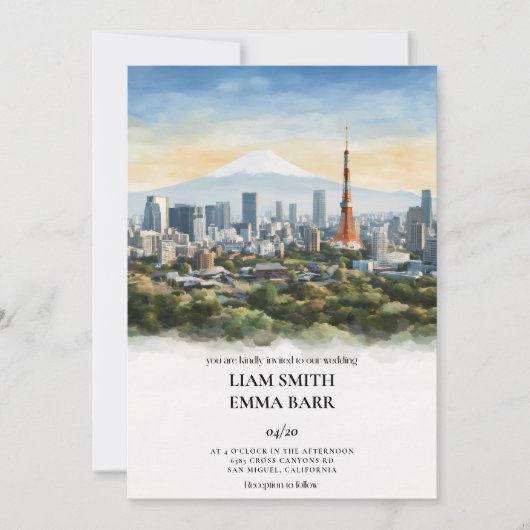 Invitation de mariage japonaise Tokyo (Devant)