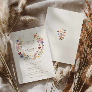 Invitation de mariage jardin de fleurs sauvages
