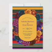 Invitation de mariage jaune avec fleurs mexicaines (Devant)