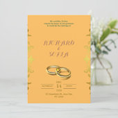 Invitation de mariage jaune et orange professionne (Debout devant)