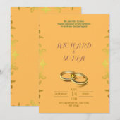 Invitation de mariage jaune et orange professionne (Devant / Derrière)