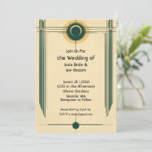Invitation de mariage jaune vert art déco (Debout devant)