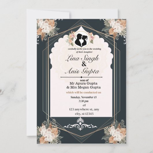 Invitation de mariage Joie d'amour (Devant)