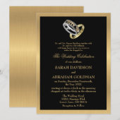 Invitation de mariage juif traditionnel formel or (Devant / Derrière)