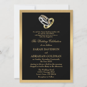 Invitation de mariage juif traditionnel formel or 
