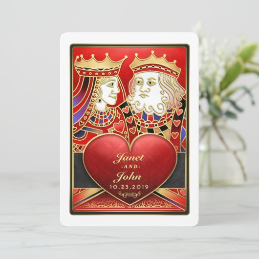 Invitation de mariage King & Queen Red & Black Veg (Debout devant)