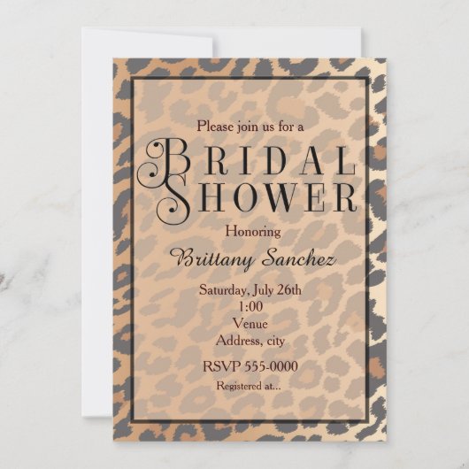 Invitation de mariage léopard imprimé guépard (Devant)