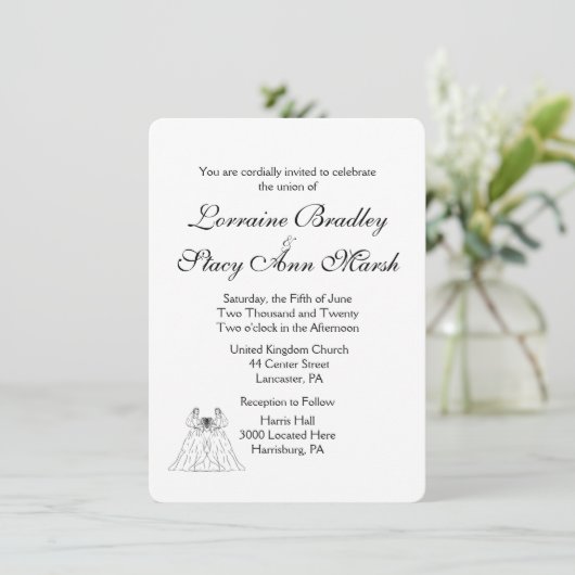 Invitation de Mariage lesbienne blanche (Debout devant)