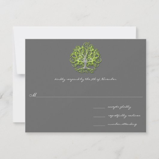 Invitation de mariage Lime Swirl Tree Roots of Lov (Devant)