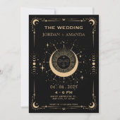 Invitation de mariage lune soleil tarot bohème (Devant)