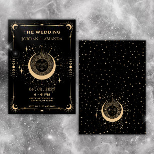 Invitation de mariage lune soleil tarot bohème