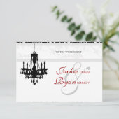 Invitation de mariage lustre damassé noir et blanc (Debout devant)