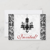 Invitation de mariage lustre damassé noir et blanc (Dos)