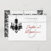 Invitation de mariage lustre damassé noir et blanc (Devant / Derrière)