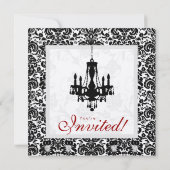 Invitation de mariage lustre noir rouge argent (Dos)