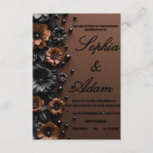 Invitation de mariage luxe 3D fleurs bronze et noi (Devant)