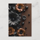 Invitation de mariage luxe 3D fleurs bronze et noi (Dos)