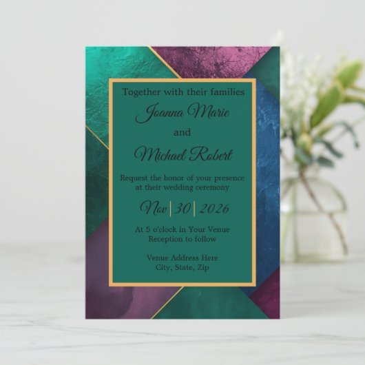 Invitation de mariage Luxe Moderne (Debout devant)