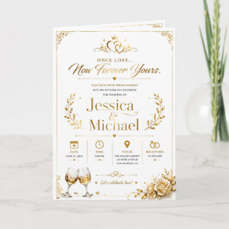 Invitation de mariage luxe or élégante romantique
