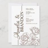 Invitation de mariage luxe pivoine minimaliste (Devant)