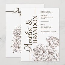 Invitation de mariage luxe pivoine minimaliste