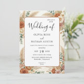 Invitation de mariage luxueuse Boho Terracotta Flo (Debout devant)