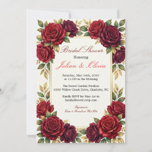 Invitation de mariage luxueuse bordeaux et rose ro