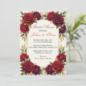 Invitation de mariage luxueuse bordeaux et rose ro (Debout devant)