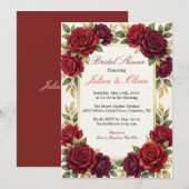 Invitation de mariage luxueuse bordeaux et rose ro (Devant / Derrière)