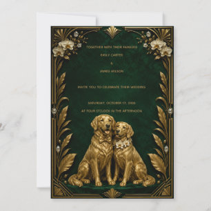 Invitation de mariage Luxueuse Émeraude Or Chien R