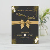 Invitation de mariage luxueuse en or (Debout devant)