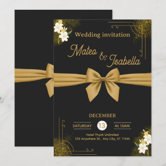 Invitation de mariage luxueuse en or