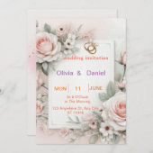 Invitation de mariage luxueuse et élégante avec lu (Devant / Derrière)