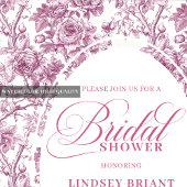 Invitation de mariage Luxueuse Roses Fuchsia foncé