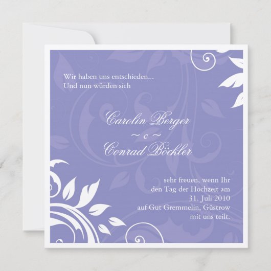 Invitation de mariage luxueuse - Texte allemand 2 (Devant)